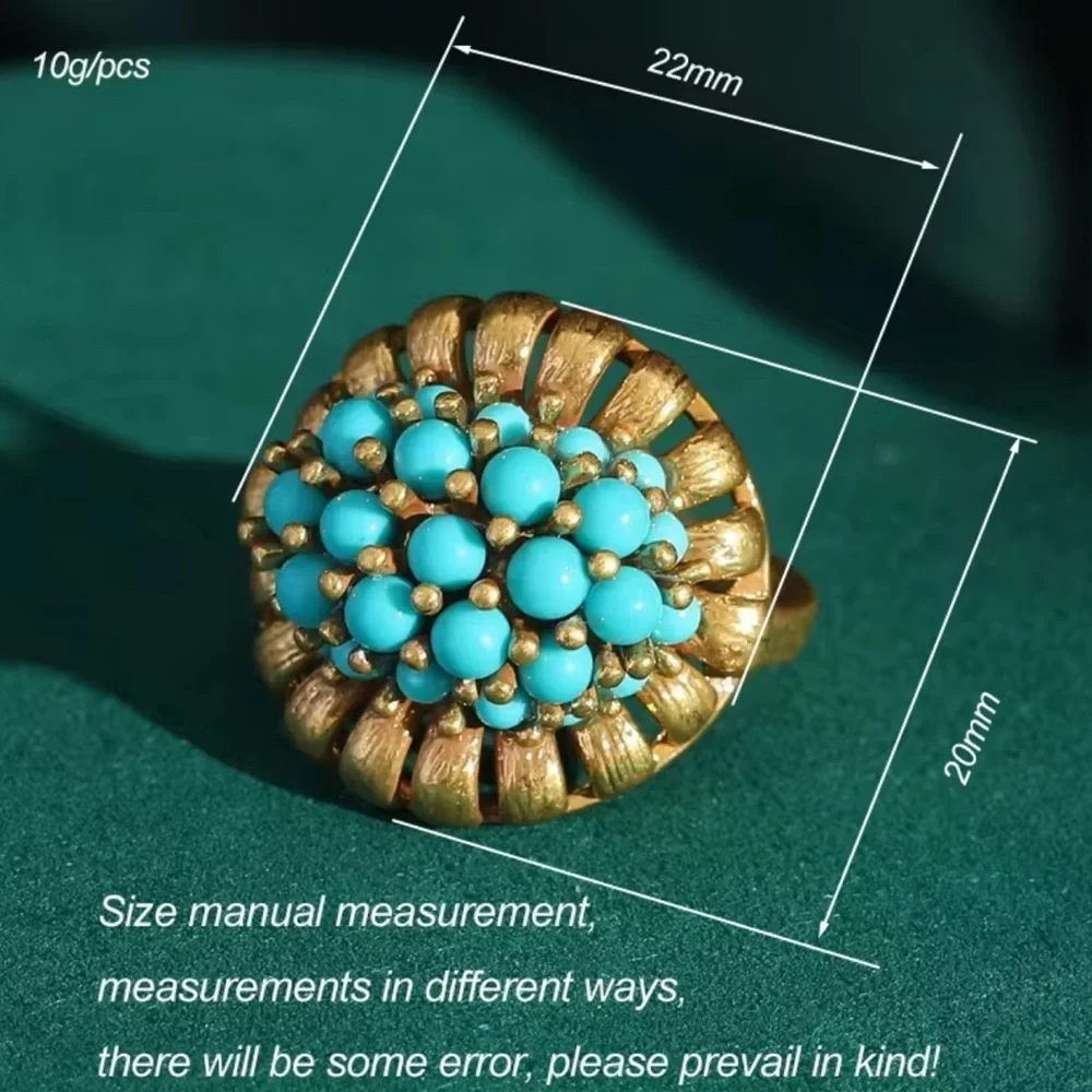 Golden Age Victorian Turquoise Treasure Antique Brass Masterpiece Ring